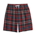 Grey Black And Red Scottish Plaid Print Cotton Shorts