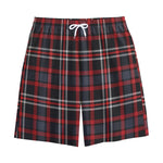 Grey Black And Red Scottish Plaid Print Cotton Shorts