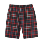 Grey Black And Red Scottish Plaid Print Cotton Shorts