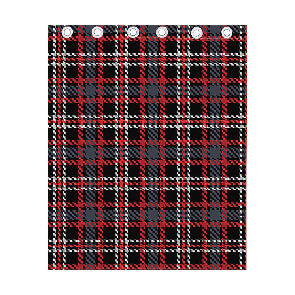Grey Black And Red Scottish Plaid Print Curtain
