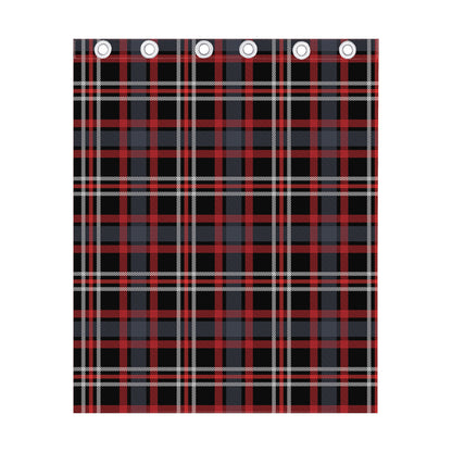 Grey Black And Red Scottish Plaid Print Curtain