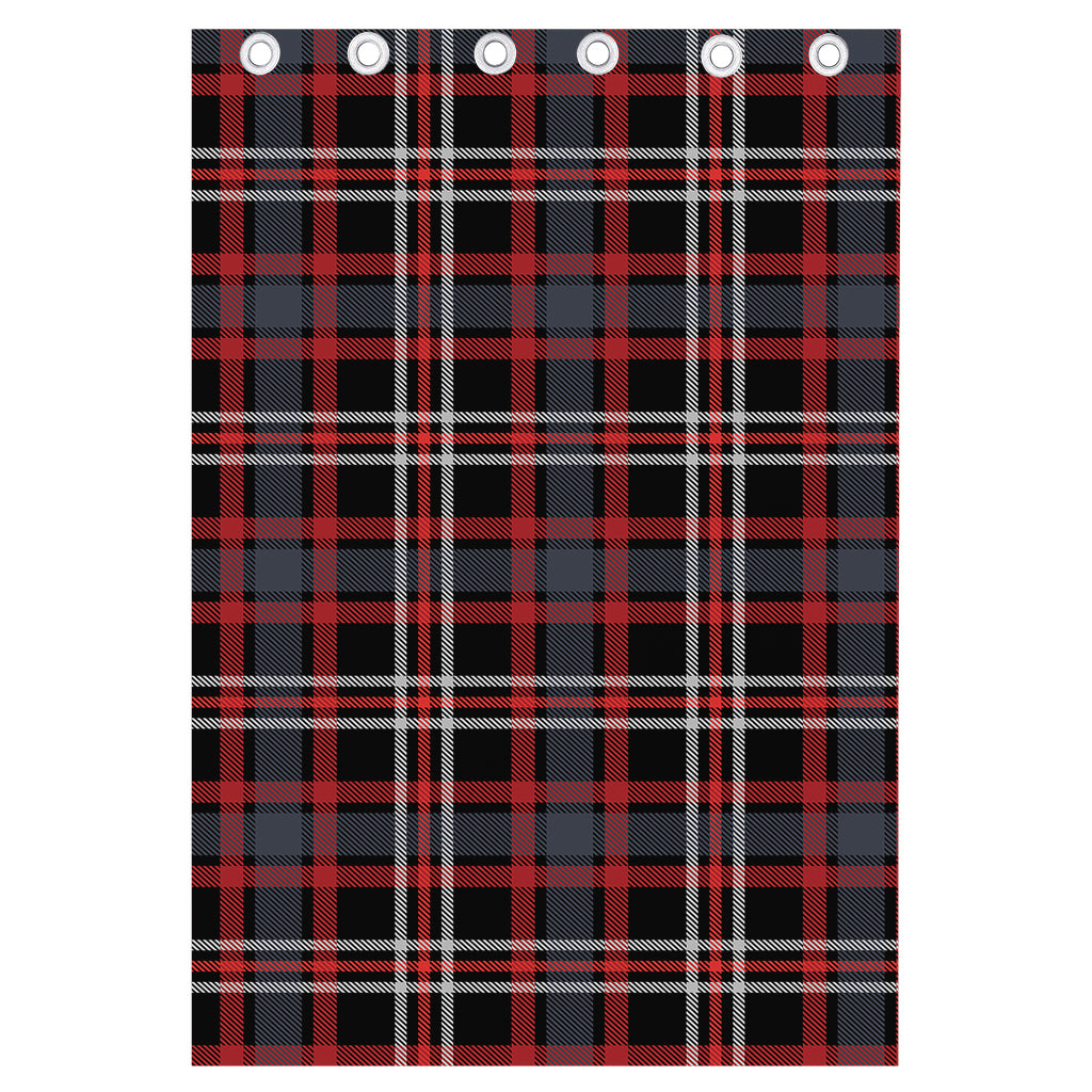 Grey Black And Red Scottish Plaid Print Curtain