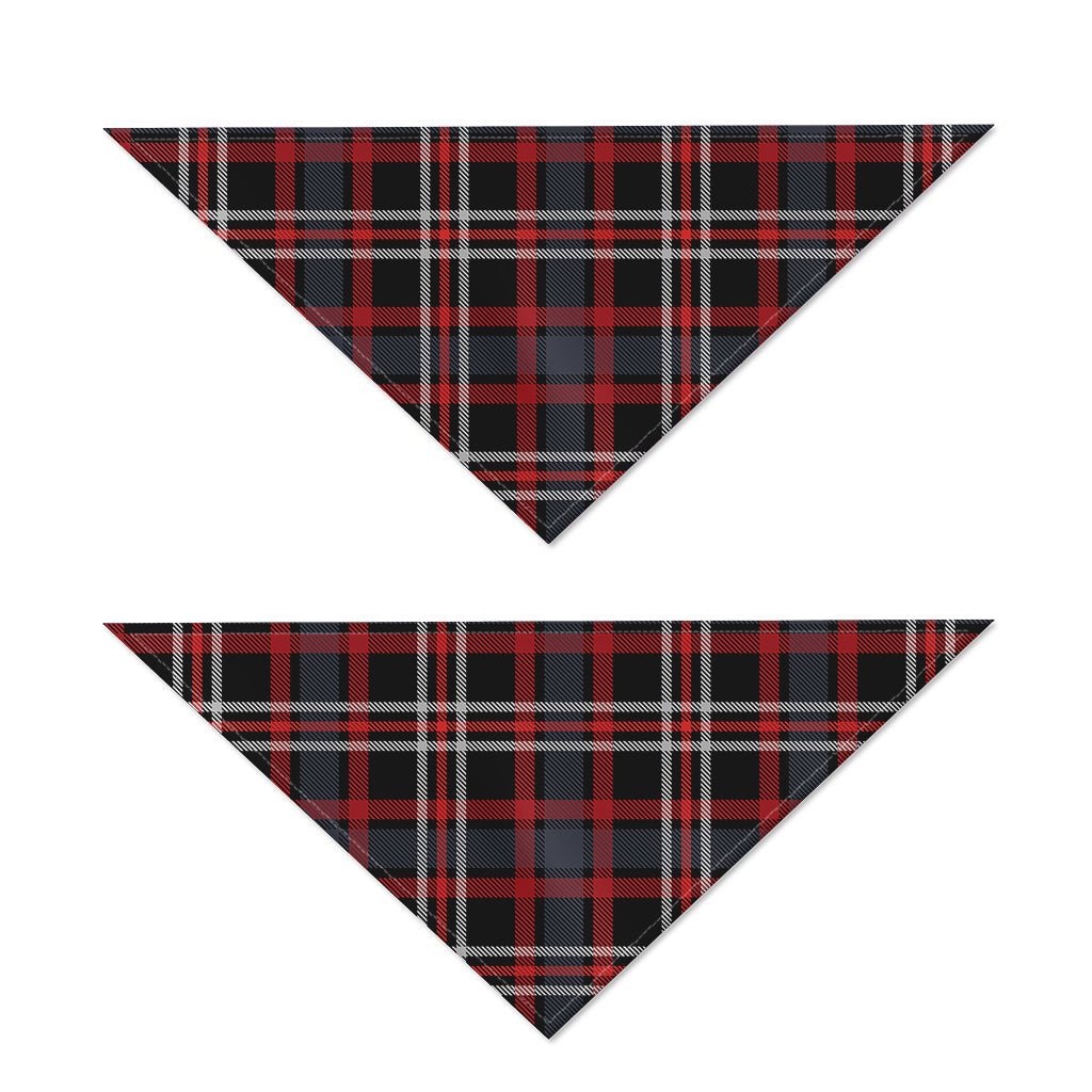 Grey Black And Red Scottish Plaid Print Dog Bandana