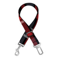 Grey Black And Red Scottish Plaid Print Dog Seat Belt