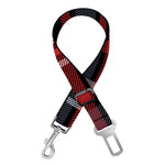 Grey Black And Red Scottish Plaid Print Dog Seat Belt
