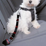 Grey Black And Red Scottish Plaid Print Dog Seat Belt