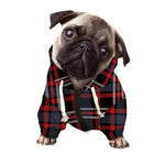 Grey Black And Red Scottish Plaid Print Dog Zip Up Hoodie
