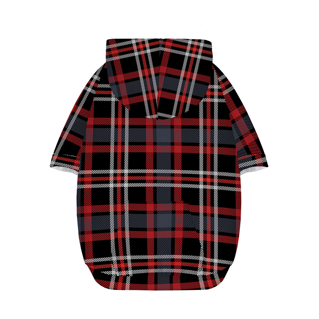 Grey Black And Red Scottish Plaid Print Dog Zip Up Hoodie