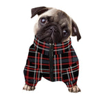 Grey Black And Red Scottish Plaid Print Dog Zip Up Jacket