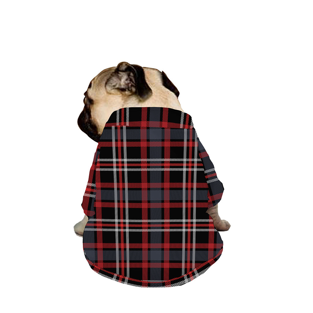 Grey Black And Red Scottish Plaid Print Dog Zip Up Jacket