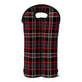 Grey Black And Red Scottish Plaid Print Double Neoprene Wine Tote