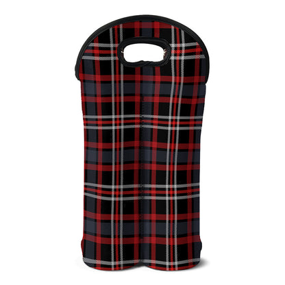 Grey Black And Red Scottish Plaid Print Double Neoprene Wine Tote