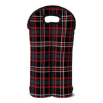 Grey Black And Red Scottish Plaid Print Double Neoprene Wine Tote