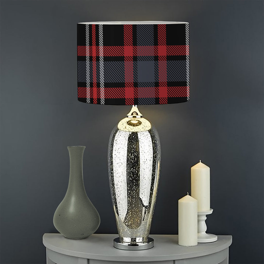 Grey Black And Red Scottish Plaid Print Drum Lamp Shade