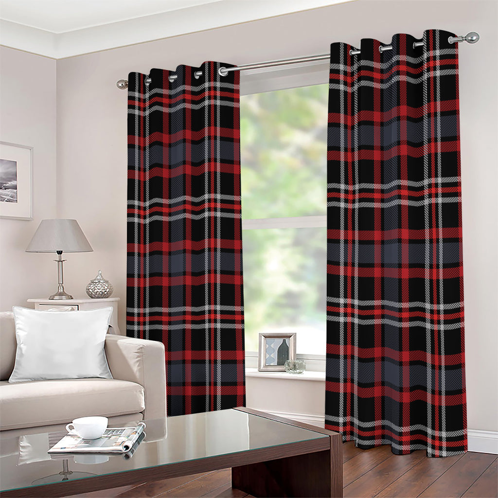 Grey Black And Red Scottish Plaid Print Extra Wide Grommet Curtains