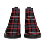 Grey Black And Red Scottish Plaid Print Flat Ankle Boots