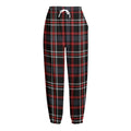 Grey Black And Red Scottish Plaid Print Fleece Lined Knit Pants