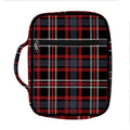 Grey Black And Red Scottish Plaid Print Front Pocket Bible Bag