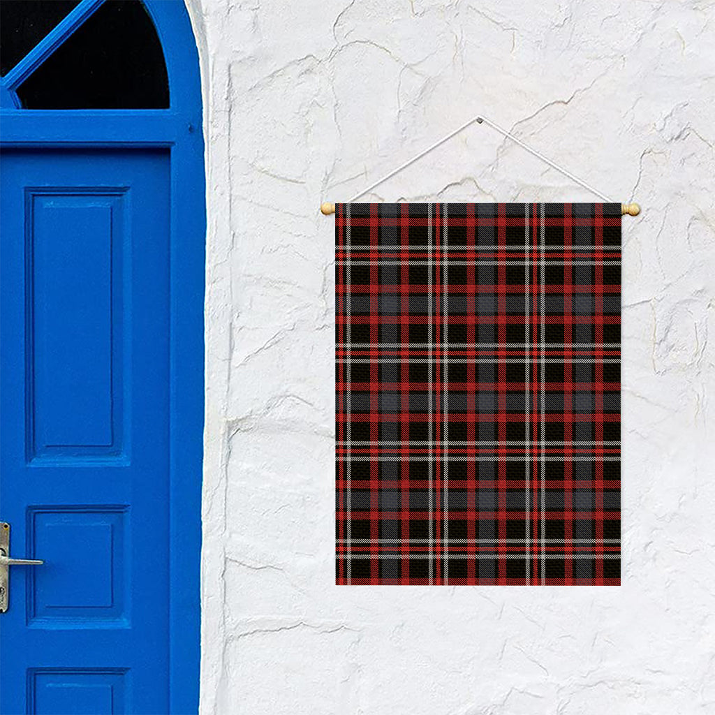 Grey Black And Red Scottish Plaid Print Garden Flag