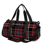 Grey Black And Red Scottish Plaid Print Gym Bag