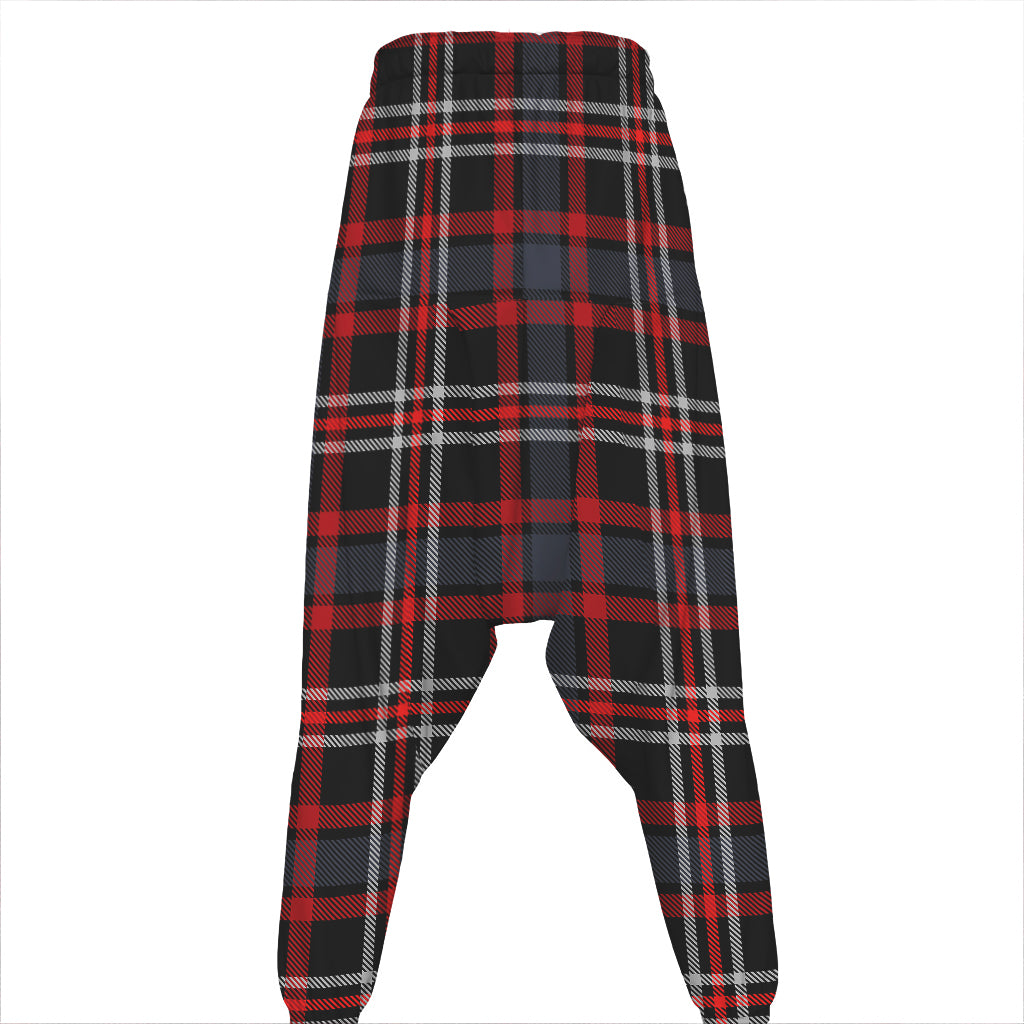 Grey Black And Red Scottish Plaid Print Hammer Pants