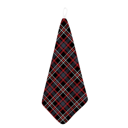 Grey Black And Red Scottish Plaid Print Hand Towel