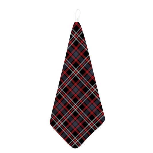 Grey Black And Red Scottish Plaid Print Hand Towel
