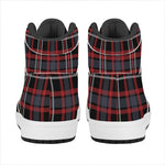 Grey Black And Red Scottish Plaid Print High Top Leather Sneakers