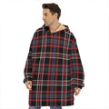 Grey Black And Red Scottish Plaid Print Hoodie Blanket