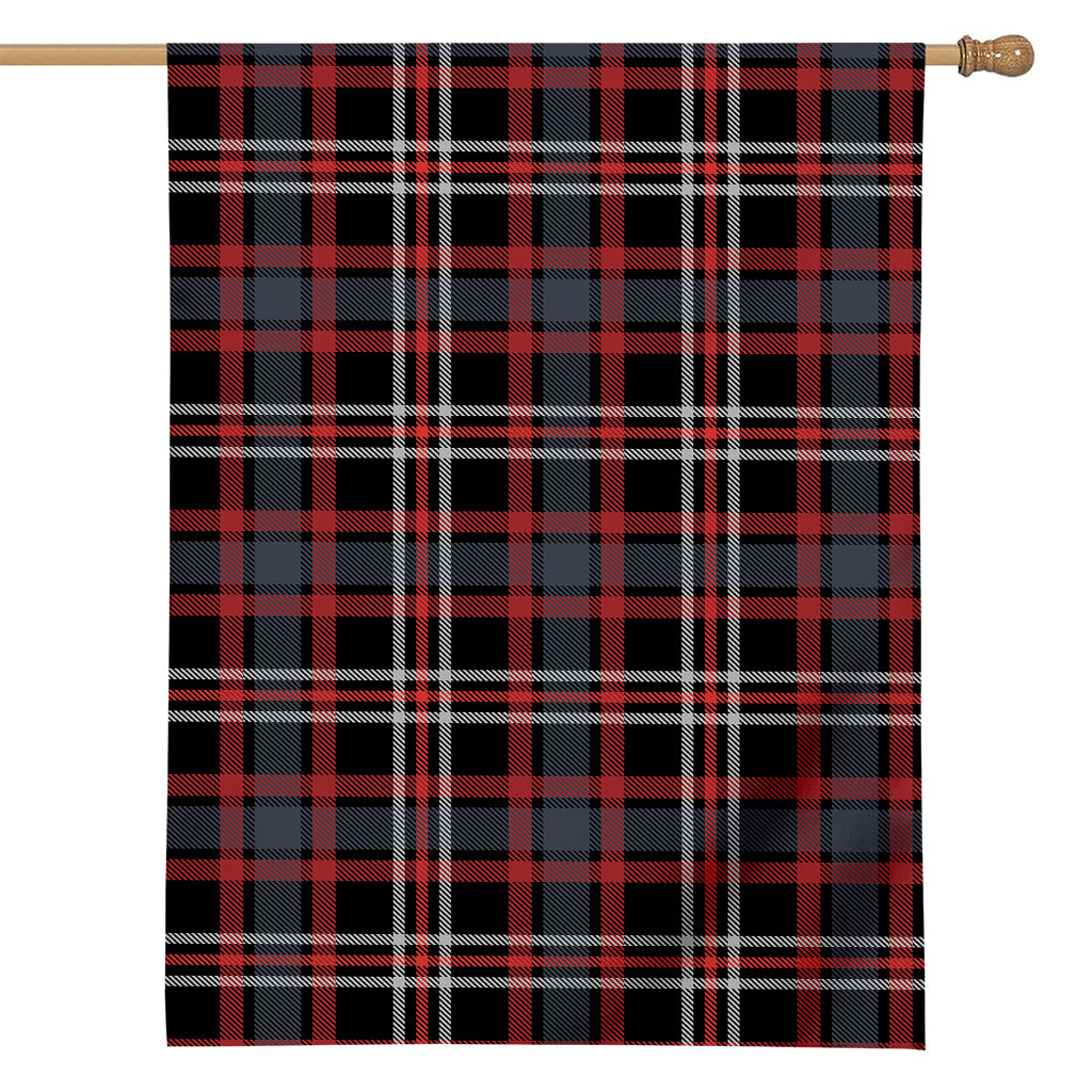 Grey Black And Red Scottish Plaid Print House Flag