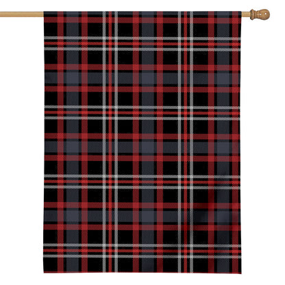 Grey Black And Red Scottish Plaid Print House Flag