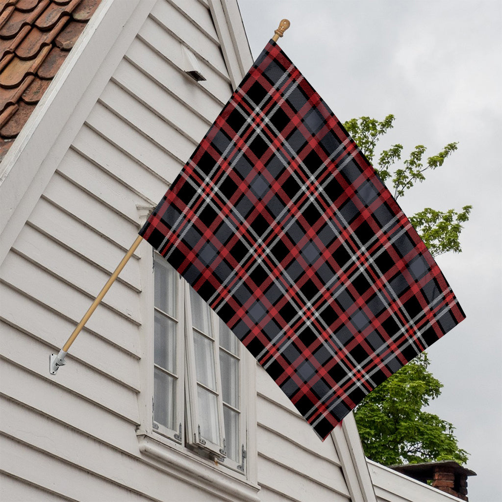 Grey Black And Red Scottish Plaid Print House Flag