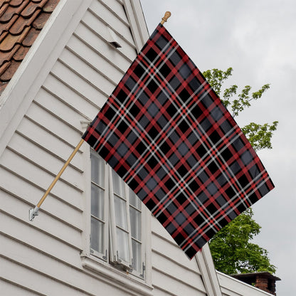 Grey Black And Red Scottish Plaid Print House Flag