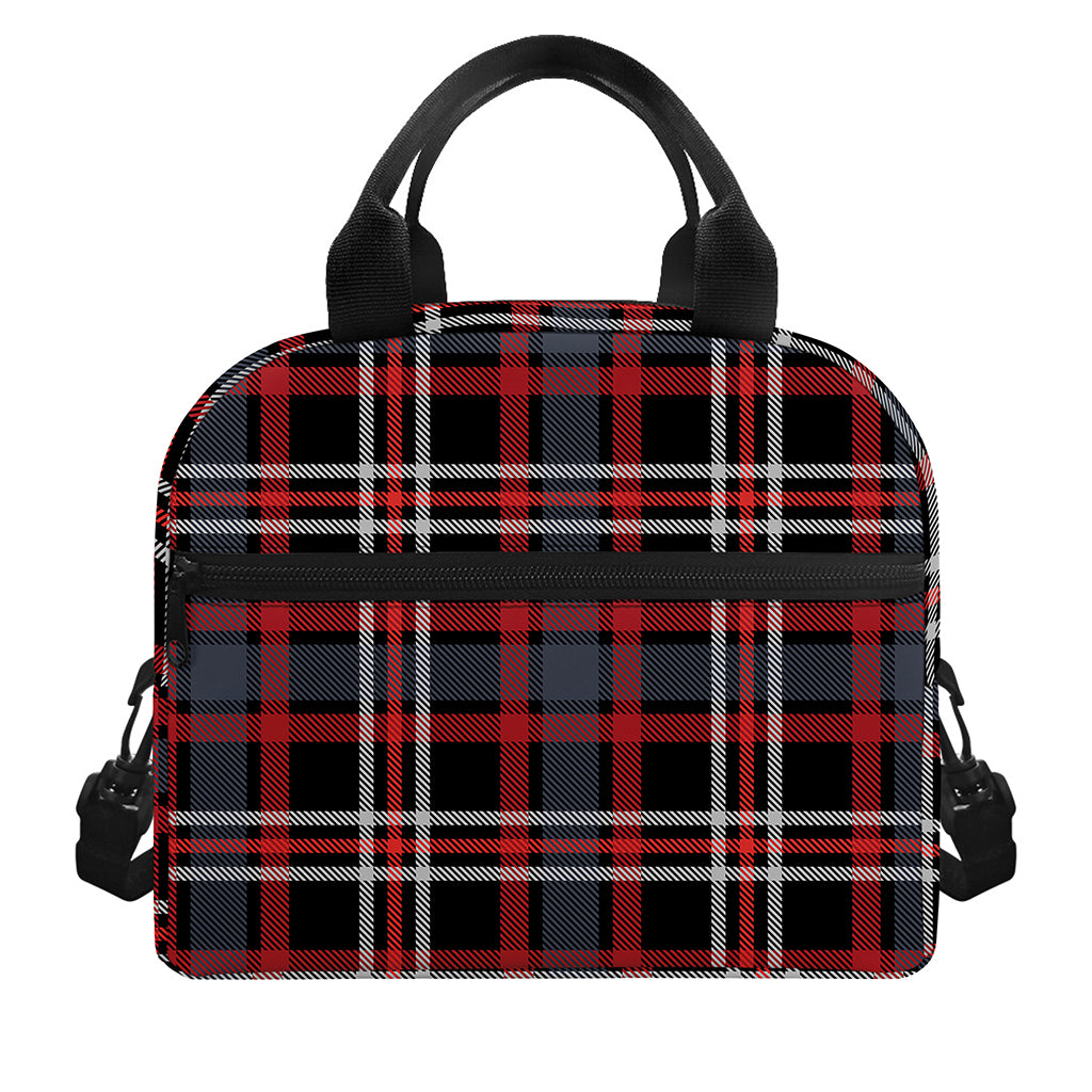 Grey Black And Red Scottish Plaid Print Insulated Lunch Bag