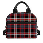 Grey Black And Red Scottish Plaid Print Insulated Lunch Bag