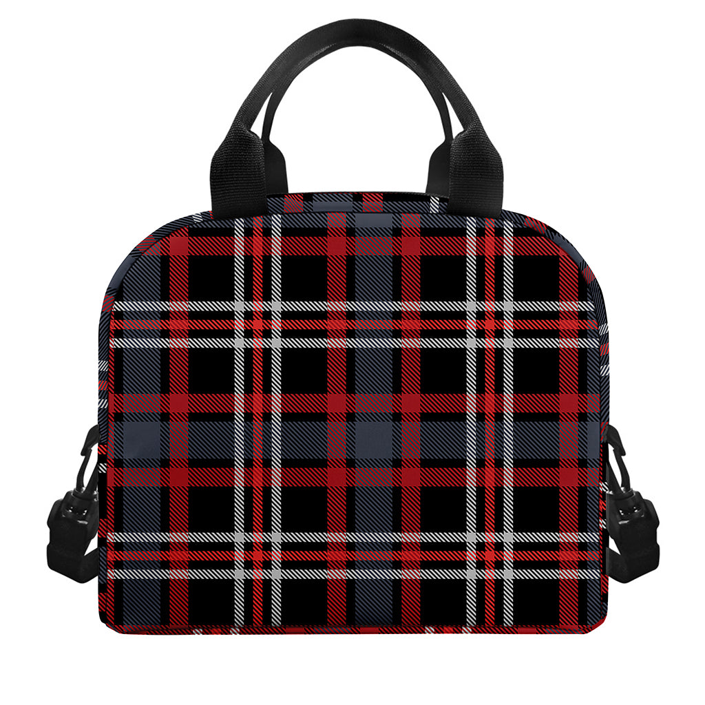 Grey Black And Red Scottish Plaid Print Insulated Lunch Bag
