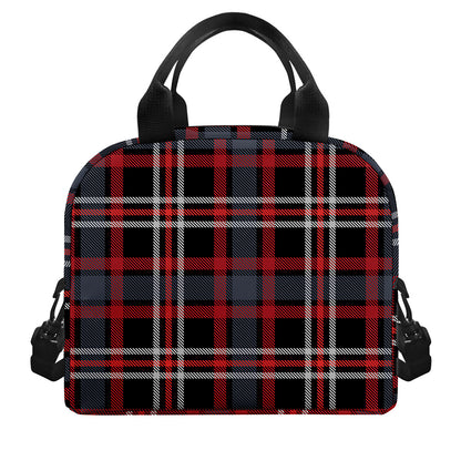 Grey Black And Red Scottish Plaid Print Insulated Lunch Bag