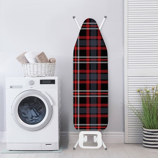 Grey Black And Red Scottish Plaid Print Ironing Board Cover