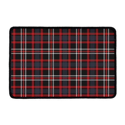 Grey Black And Red Scottish Plaid Print Kitchen Mat