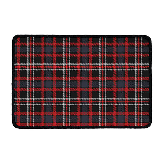 Grey Black And Red Scottish Plaid Print Kitchen Mat