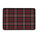 Grey Black And Red Scottish Plaid Print Kitchen Mat