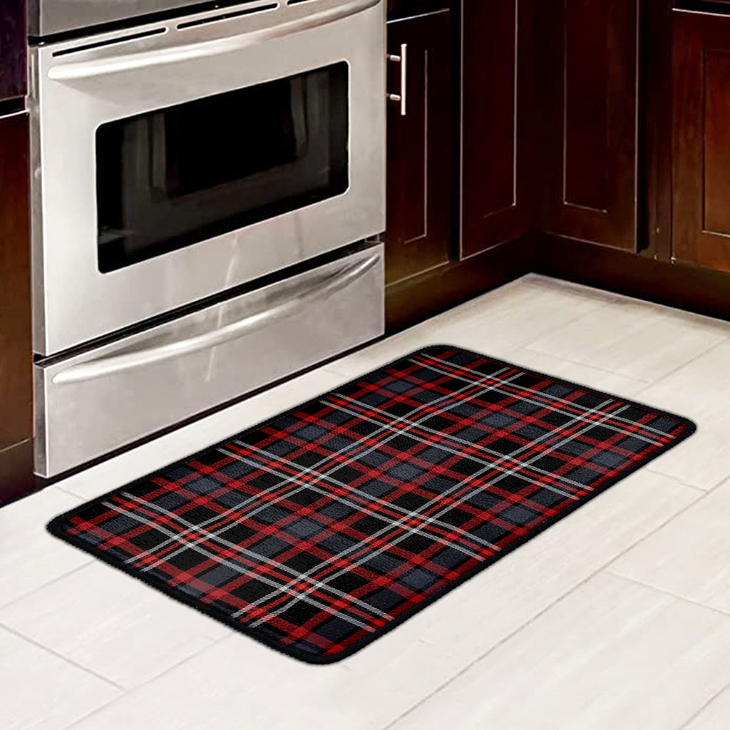 Grey Black And Red Scottish Plaid Print Kitchen Mat