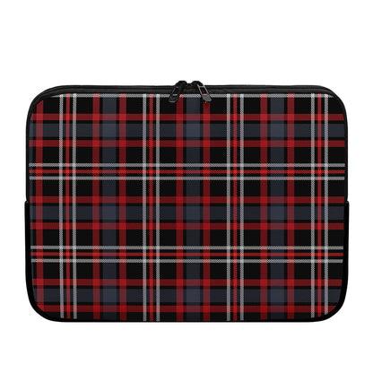 Grey Black And Red Scottish Plaid Print Laptop Sleeve