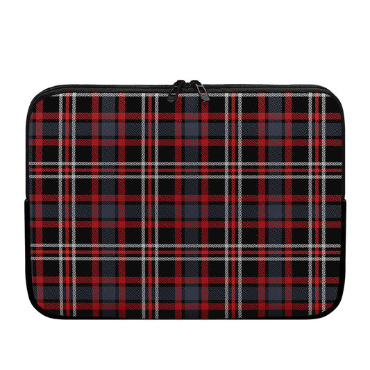 Grey Black And Red Scottish Plaid Print Laptop Sleeve