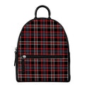 Grey Black And Red Scottish Plaid Print Leather Backpack