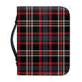 Grey Black And Red Scottish Plaid Print Leather Bible Cover
