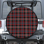 Grey Black And Red Scottish Plaid Print Leather Spare Tire Cover