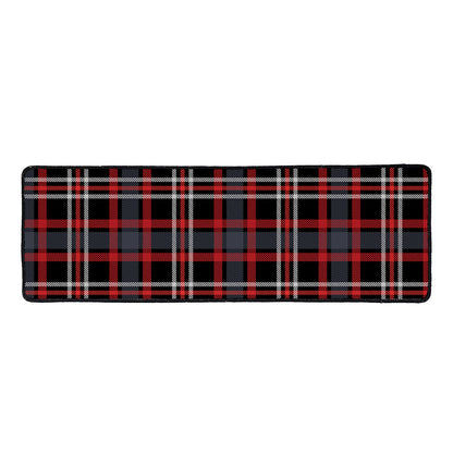 Grey Black And Red Scottish Plaid Print Long Kitchen Mat