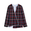 Grey Black And Red Scottish Plaid Print Long Sleeve Short Coat