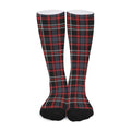 Grey Black And Red Scottish Plaid Print Long Socks
